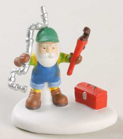 North Pole Village Fixing Frozen Pipes - With Box Bx387