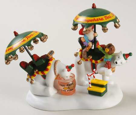 North Pole Village Polar Bear Taxi Service - With Box Bx357
