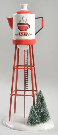 Snow Village Red Cup Cafe Watertower - Bx1088 With Box