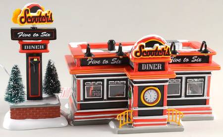 Snow Village Scooter's Diner - With Box Bx1316