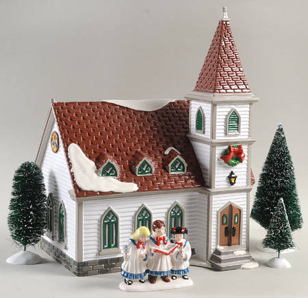 Snow Village Shady Oak Church-Starter Set Of 6 - With Box Bx321