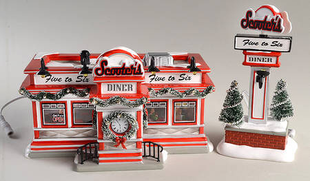 Snow Village Scooter's Diner - With Box Bx1334