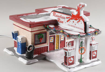Snow Village Reindeer Gas Station - With Box Bx1347