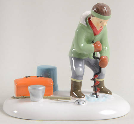 Snow Village Angling For A Win - With Box Bx1364