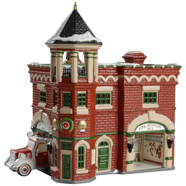 Snow Village Fire Station #3 - With Box Bx748