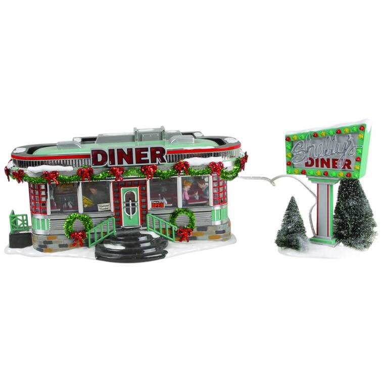 Snow Village Shelly's Diner-Set Of 2 - Boxed