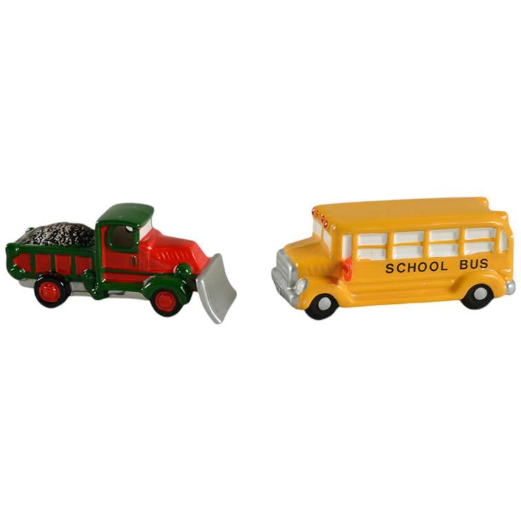 Snow Village School Bus & Snow Plow-Set Of 2 - With Box Bx380 by Department 56