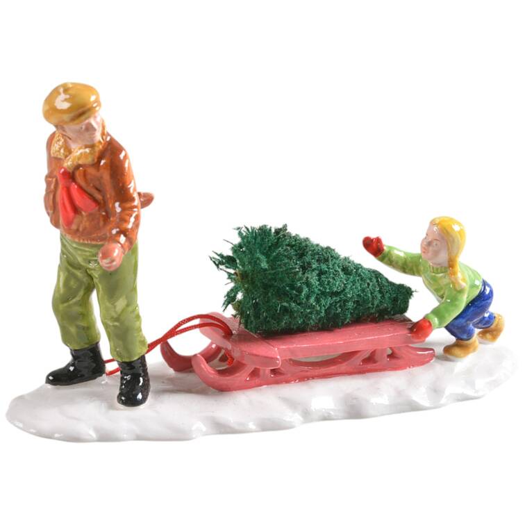 Snow Village Bringing Hime The Tree - No Box by Department 56
