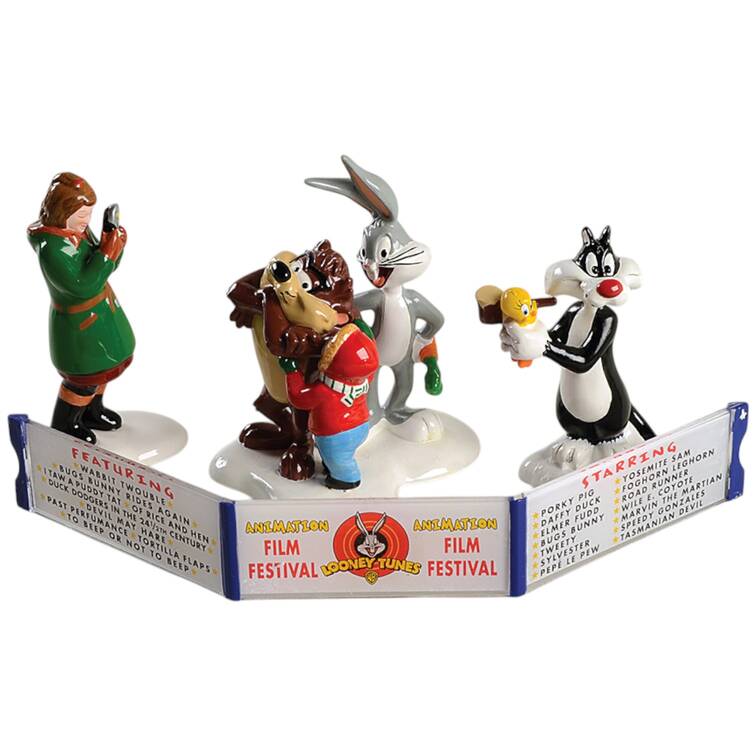 Snow Village Looney Tunes Film Festival-Set Of 4 - No Box