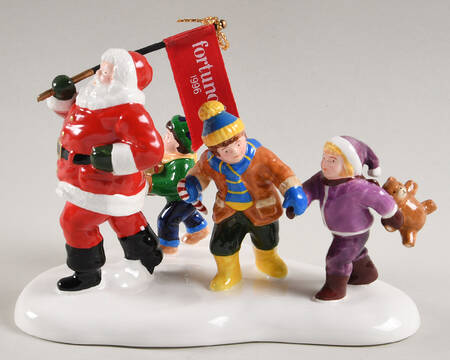 Snow Village Here Comes Santa - Fortunoff 1996 - Boxed
