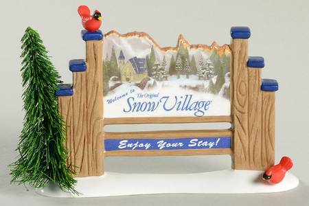 Snow Village Welcome To Snow Village Population Sign - With Box Bx932