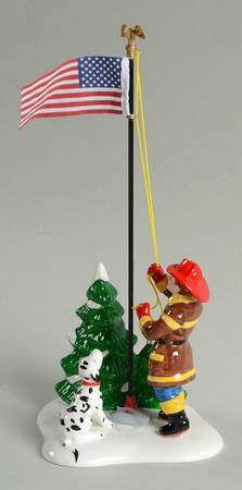 Snow Village Snow Village Raising The Flag - With Box Bx929