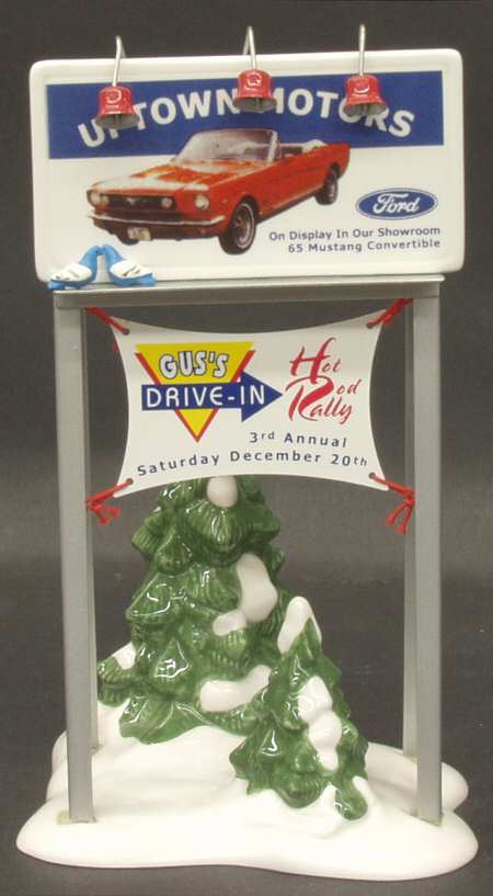 Snow Village Uptown Motors Ford Billboard - No Box