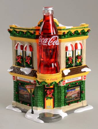 Snow Village Coca-Cola Corner Fountain - With Box Bx1183