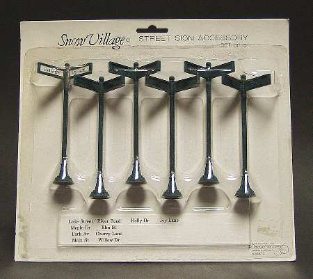 Snow Village Street Signs-Set Of 6 - No Box