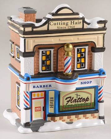 Snow Village Flattop Barbershop - With Box Bx1292