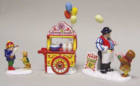 Snow Village Carnival Tickets & Cotton Candy-Set Of 3 - With Box-Bx551
