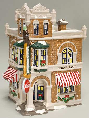 Snow Village Coca Cola Corner Drug Store - No Box