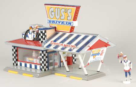 Snow Village Gus's Drive In-Set Of 7 - Boxed