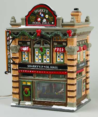 Snow Village Sharky's Pool Hall - With Box