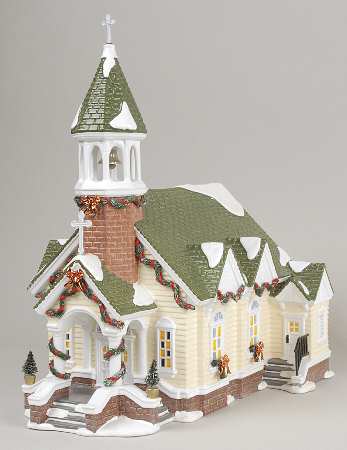Snow Village Stone Steeple Church - With Box