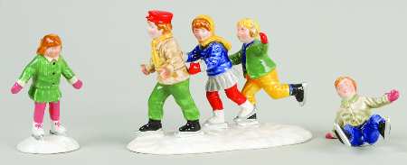 Snow Village Crack The Whip-Set Of 3 - Boxed