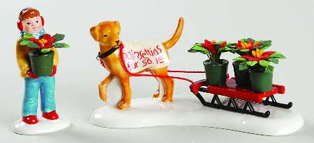 Snow Village Neighborhood Poinsettia Salesman - With Box Bx669