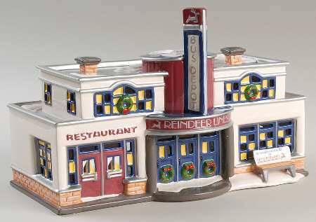 Snow Village Reindeer Bus Depot - With Box Bx739