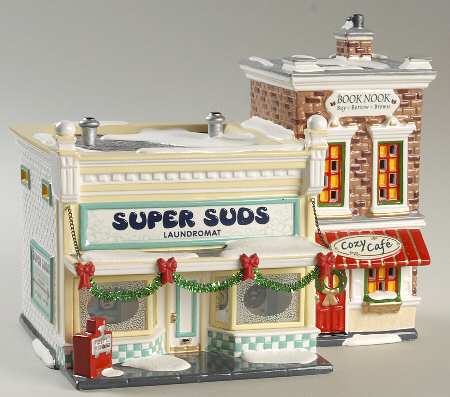Snow Village Super Suds Laundromat - With Box Bx754