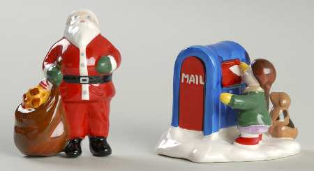 Snow Village Santa With Girl At Mailbox-Set Of 2 - With Box Bx857