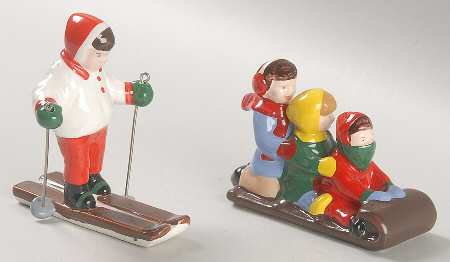 Snow Village Snow Kids Sleds, Skis-Set Of 2 - Nb856, No Box