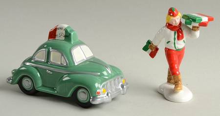 Snow Village Pizza Delivery-Set Of 2 - No Box