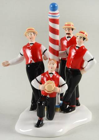 Snow Village Flattops Barbershop Quartet - With Box Bx1293