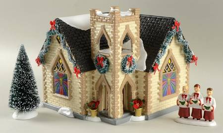 Snow Village Golden Cross Church - With Box Bx1273