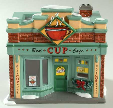 Snow Village Red Cup Cafe - With Box Bx1053