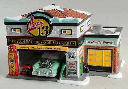 Snow Village Lucky 13 Garage - With Box Bx1236