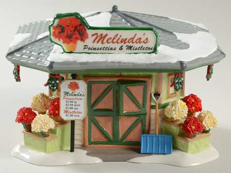Snow Village Melinda's Poinsettias/Mistleto - Bx1096 With Box