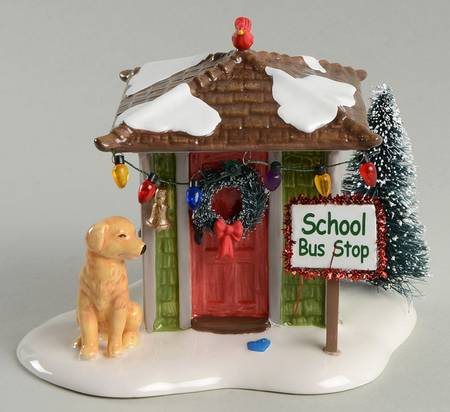 Snow Village Waiting For The Bus - With Box Bx1064