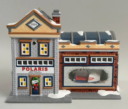 Snow Village Polaris Snowmobile Dealership - With Box Bx813