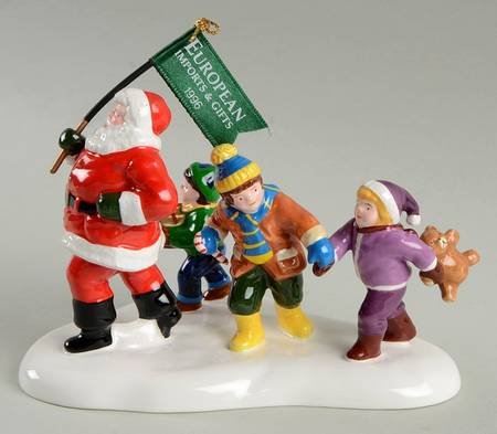 Snow Village Here Comes Santa-European Imports & Gift - Boxed