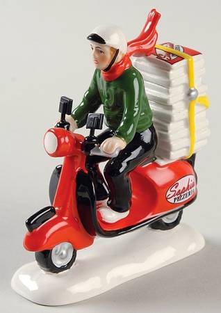 Snow Village Hot Pizza -- Fast! - With Box