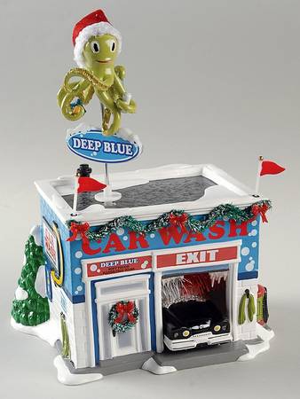 Snow Village Deep Blue Car Wash - With Box