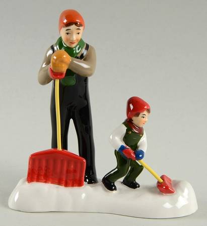 Snow Village It Takes Two To Shovel A Villg - With Box Bx1245