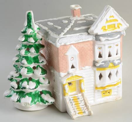 Snow Village Victorian House-Salmon/White-No Birds - Nb674, No Box