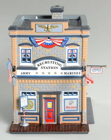 Snow Village Armed Forces Recruiting Statio - With Box Bx815