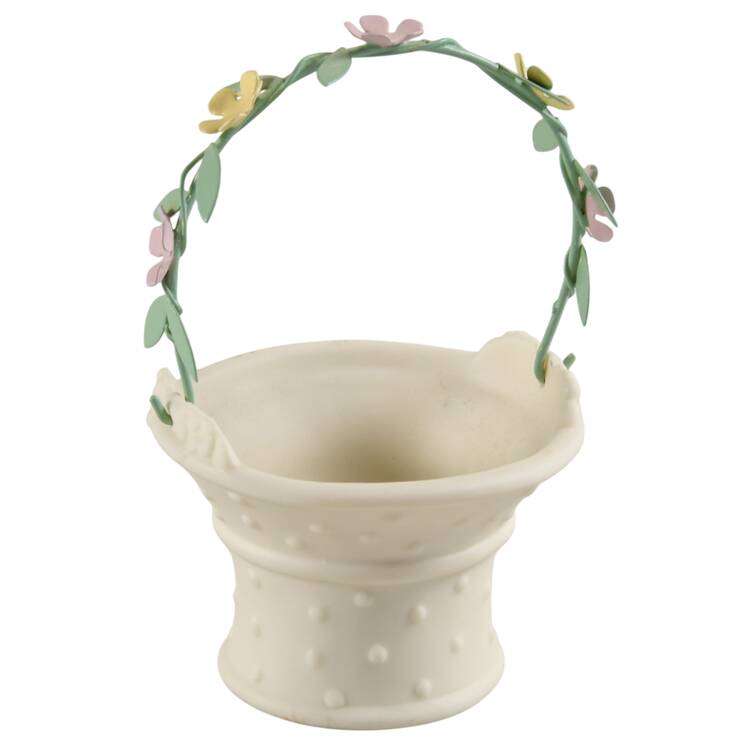 Snowbunnies Flower Handle Treat Basket - Round - No Box