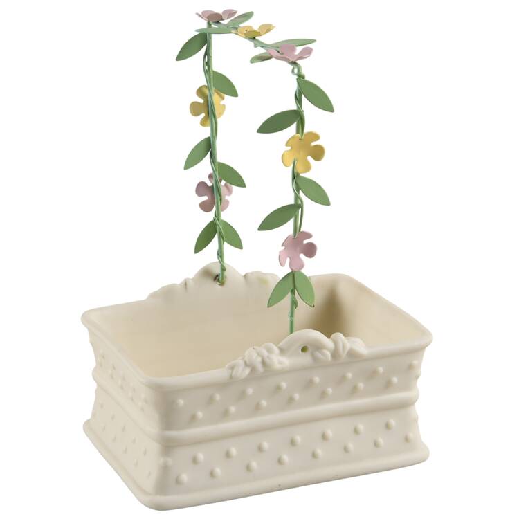 Snowbunnies Flower Handle Treat Basket -  Rectangle - No Box