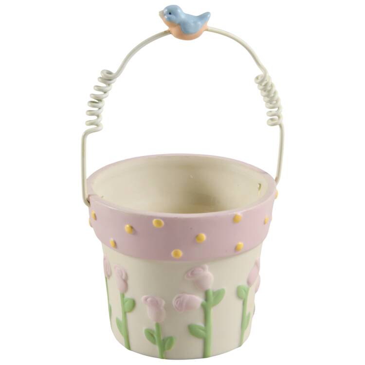 Snowbunnies Flower Pot Candle - Pink - No Box Nb181b