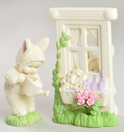 Snowbunnies Watching The Garden Grow-Set Of 2 - Boxed