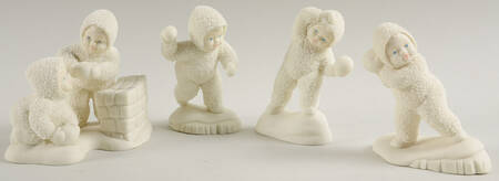 Snowbabies Winter Play On A Snowy Day-Set Of 4 - Boxed